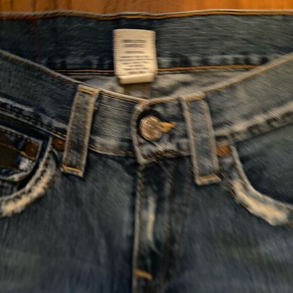 TRUE RELIGION Jeans Denim Flared Women’s 32x30 Vintage Distressed Streetwear - Picture 4 of 12